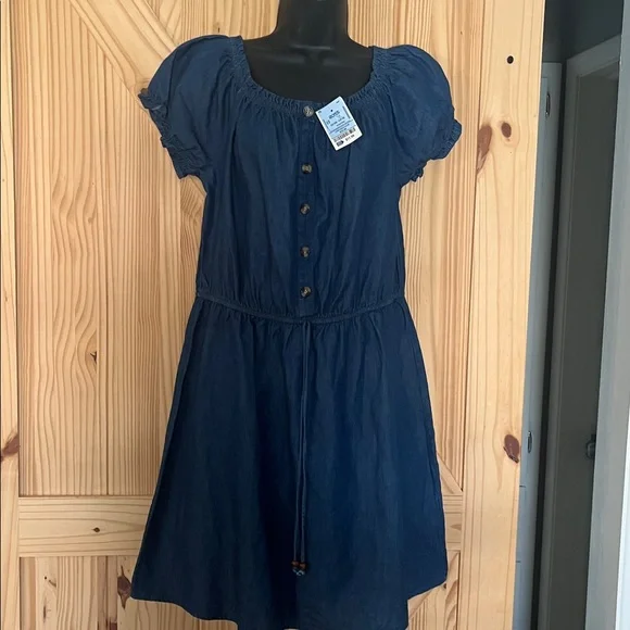 Blue Button-Front Dress - Picture 1 of 5